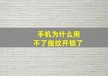 手机为什么用不了指纹开锁了