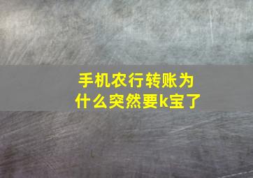 手机农行转账为什么突然要k宝了