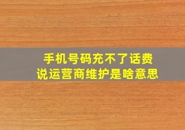 手机号码充不了话费说运营商维护是啥意思