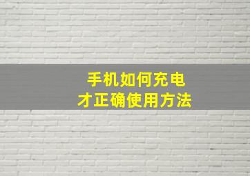 手机如何充电才正确使用方法