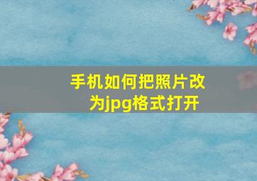 手机如何把照片改为jpg格式打开