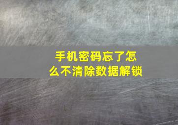 手机密码忘了怎么不清除数据解锁