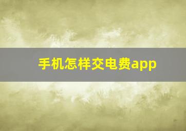 手机怎样交电费app