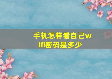 手机怎样看自己wifi密码是多少