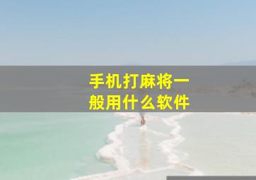 手机打麻将一般用什么软件