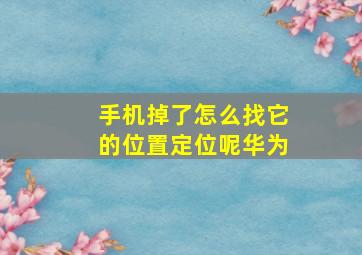 手机掉了怎么找它的位置定位呢华为