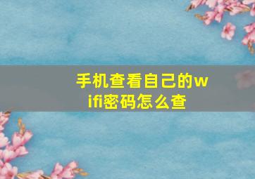 手机查看自己的wifi密码怎么查