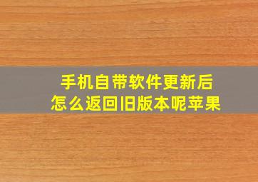 手机自带软件更新后怎么返回旧版本呢苹果