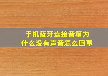 手机蓝牙连接音箱为什么没有声音怎么回事