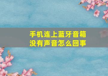 手机连上蓝牙音箱没有声音怎么回事