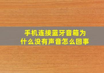 手机连接蓝牙音箱为什么没有声音怎么回事