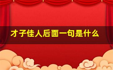 才子佳人后面一句是什么