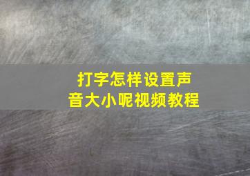 打字怎样设置声音大小呢视频教程