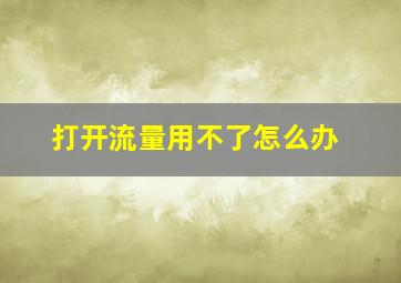 打开流量用不了怎么办