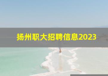 扬州职大招聘信息2023