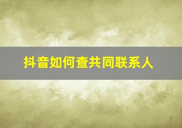 抖音如何查共同联系人