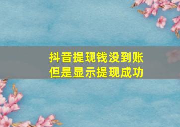 抖音提现钱没到账但是显示提现成功