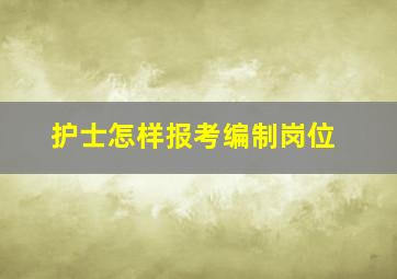 护士怎样报考编制岗位