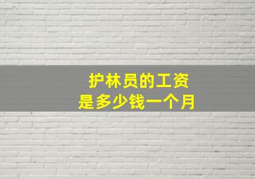 护林员的工资是多少钱一个月