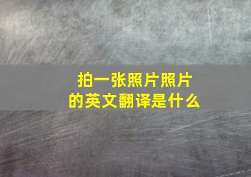 拍一张照片照片的英文翻译是什么