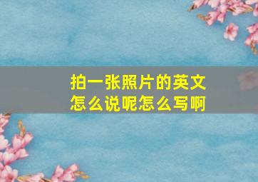 拍一张照片的英文怎么说呢怎么写啊