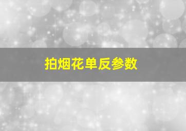 拍烟花单反参数