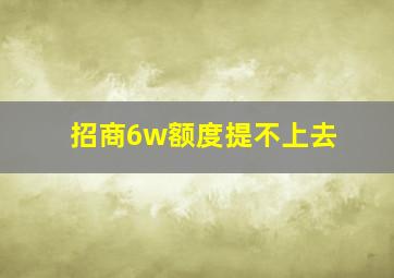 招商6w额度提不上去