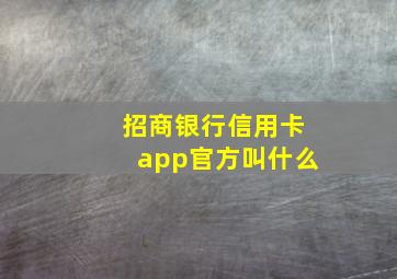 招商银行信用卡app官方叫什么