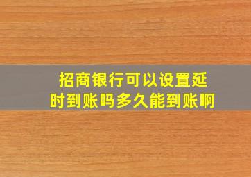 招商银行可以设置延时到账吗多久能到账啊