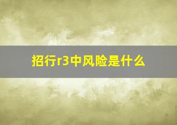 招行r3中风险是什么