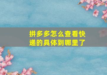 拼多多怎么查看快递的具体到哪里了