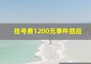 挂号费1200元事件回应