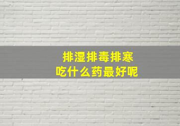 排湿排毒排寒吃什么药最好呢