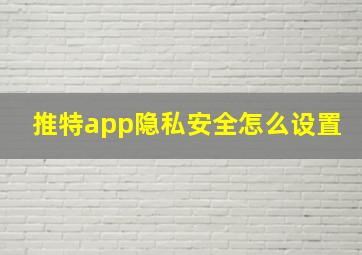 推特app隐私安全怎么设置