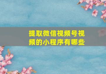 提取微信视频号视频的小程序有哪些