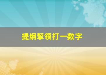 提纲挈领打一数字