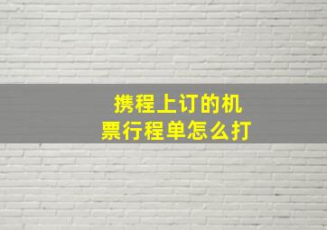 携程上订的机票行程单怎么打