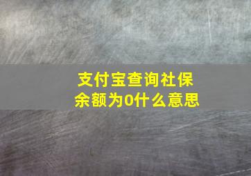 支付宝查询社保余额为0什么意思