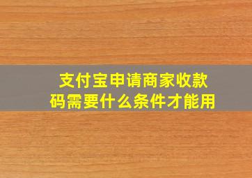 支付宝申请商家收款码需要什么条件才能用