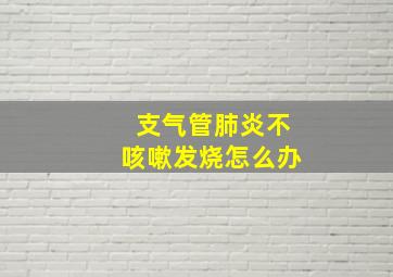 支气管肺炎不咳嗽发烧怎么办