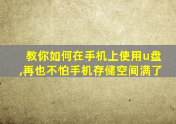 教你如何在手机上使用u盘,再也不怕手机存储空间满了