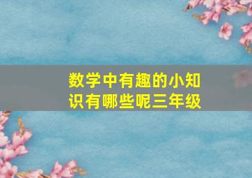 数学中有趣的小知识有哪些呢三年级