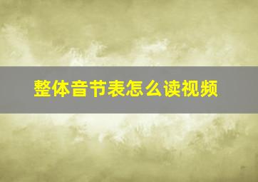 整体音节表怎么读视频