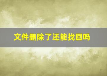 文件删除了还能找回吗