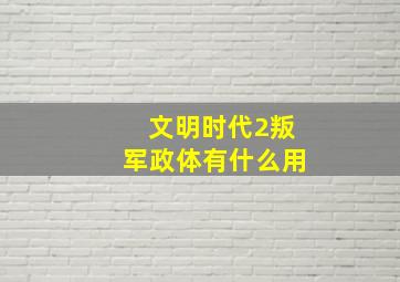 文明时代2叛军政体有什么用