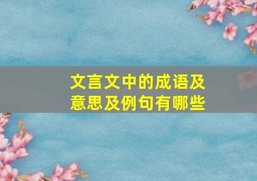 文言文中的成语及意思及例句有哪些