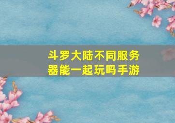 斗罗大陆不同服务器能一起玩吗手游