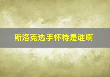 斯洛克选手怀特是谁啊