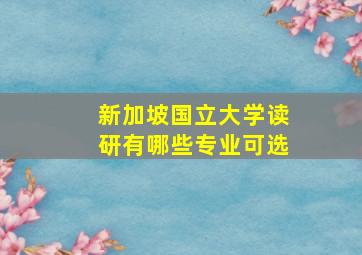 新加坡国立大学读研有哪些专业可选