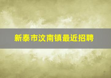 新泰市汶南镇最近招聘